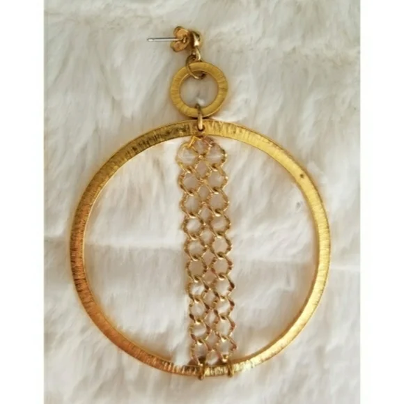 VANESSA MOONEY // ltd ed gold drop hoop chain detail earrings